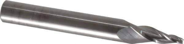 SGS - 10° Taper Angle per Side, 1/8" Small End Diam, 1" LOC, Solid Carbide 3 Flute Tapered Square End Mill - 4" OAL, 1/2" Shank Diam, Spiral Flute, 28° Helix - USA Tool & Supply