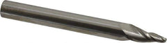 SGS - 10° Taper Angle per Side, 1/8" Small End Diam, 3/4" LOC, Solid Carbide 3 Flute Tapered Ball End Mill - 3-1/2" OAL, 3/8" Shank Diam, Spiral Flute, 28° Helix - USA Tool & Supply