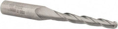 SGS - 1° Taper Angle per Side, 1/4" Small End Diam, 2" LOC, Solid Carbide 3 Flute Tapered Ball End Mill - 4" OAL, 1/2" Shank Diam, Spiral Flute, 28° Helix - USA Tool & Supply