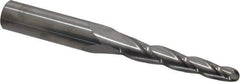 SGS - 2° Taper Angle per Side, 1/4" Small End Diam, 2" LOC, Solid Carbide 3 Flute Tapered Ball End Mill - 4" OAL, 1/2" Shank Diam, Spiral Flute, 28° Helix - USA Tool & Supply