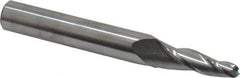 SGS - 5° Taper Angle per Side, 1/4" Small End Diam, 1-1/4" LOC, Solid Carbide 3 Flute Tapered Ball End Mill - 4" OAL, 1/2" Shank Diam, Spiral Flute, 28° Helix - USA Tool & Supply