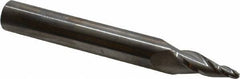SGS - 10° Taper Angle per Side, 1/8" Small End Diam, 1" LOC, Solid Carbide 3 Flute Tapered Ball End Mill - 4" OAL, 1/2" Shank Diam, Spiral Flute, 28° Helix - USA Tool & Supply