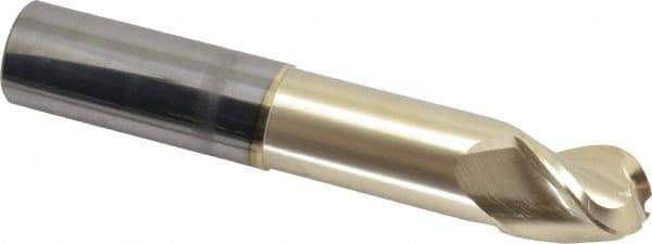 Accupro - 1" Diam, 1-1/4" LOC, 3 Flute Solid Carbide Ball End Mill - ZrN Finish, Single End, 6" OAL, 1" Shank Diam, Spiral Flute - USA Tool & Supply