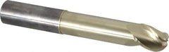 Accupro - 1" Diam, 1-1/4" LOC, 3 Flute Solid Carbide Ball End Mill - ZrN Finish, Single End, 7" OAL, 1" Shank Diam, Spiral Flute - USA Tool & Supply