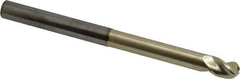 Accupro - 5/16" Diam, 7/16" LOC, 3 Flute Solid Carbide Ball End Mill - ZrN Finish, Single End, 4" OAL, 5/16" Shank Diam, Spiral Flute - USA Tool & Supply