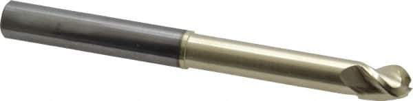 Accupro - 3/8" Diam, 1/2" LOC, 3 Flute Solid Carbide Ball End Mill - ZrN Finish, Single End, 4" OAL, 3/8" Shank Diam, Spiral Flute - USA Tool & Supply