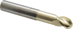 Accupro - 3/4" Diam, 1" LOC, 3 Flute Solid Carbide Ball End Mill - ZrN Finish, Single End, 5" OAL, 3/4" Shank Diam, Spiral Flute - USA Tool & Supply