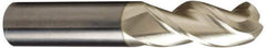 Accupro - 1" Diam, 3-1/4" LOC, 3 Flute Solid Carbide Ball End Mill - ZrN Finish, Single End, 6" OAL, 1" Shank Diam, Spiral Flute - USA Tool & Supply