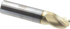 Accupro - 1" Diam, 1-1/4" LOC, 3 Flute Solid Carbide Ball End Mill - ZrN Finish, Single End, 5" OAL, 1" Shank Diam, Spiral Flute - USA Tool & Supply
