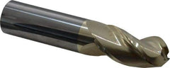 Accupro - 1" Diam, 2" LOC, 3 Flute Solid Carbide Ball End Mill - ZrN Finish, Single End, 5" OAL, 1" Shank Diam, Spiral Flute - USA Tool & Supply