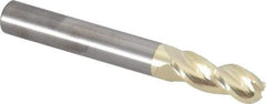 Accupro - 5/16" Diam, 13/16" LOC, 3 Flute Solid Carbide Ball End Mill - ZrN Finish, Single End, 2-1/2" OAL, 5/16" Shank Diam, Spiral Flute - USA Tool & Supply