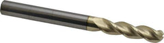 Accupro - 3/8" Diam, 1-1/2" LOC, 3 Flute Solid Carbide Ball End Mill - ZrN Finish, Single End, 4" OAL, 3/8" Shank Diam, Spiral Flute - USA Tool & Supply