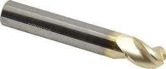 Accupro - 7/16" Diam, 9/16" LOC, 3 Flute Solid Carbide Ball End Mill - ZrN Finish, Single End, 2-3/4" OAL, 7/16" Shank Diam, Spiral Flute - USA Tool & Supply