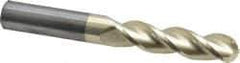 Accupro - 1/2" Diam, 2" LOC, 3 Flute Solid Carbide Ball End Mill - ZrN Finish, Single End, 4" OAL, 1/2" Shank Diam, Spiral Flute - USA Tool & Supply