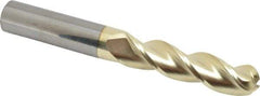 Accupro - 5/8" Diam, 2-1/2" LOC, 3 Flute Solid Carbide Ball End Mill - ZrN Finish, Single End, 5" OAL, 5/8" Shank Diam, Spiral Flute - USA Tool & Supply
