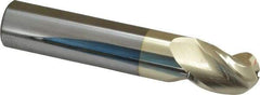 Accupro - 3/4" Diam, 1" LOC, 3 Flute Solid Carbide Ball End Mill - ZrN Finish, Single End, 4" OAL, 3/4" Shank Diam, Spiral Flute - USA Tool & Supply