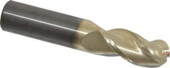 Accupro - 3/4" Diam, 1-5/8" LOC, 3 Flute Solid Carbide Ball End Mill - ZrN Finish, Single End, 4" OAL, 3/4" Shank Diam, Spiral Flute - USA Tool & Supply