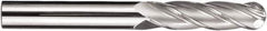 SGS - 1" Diam, 2-1/4" LOC, 4 Flute Solid Carbide Ball End Mill - TiN Finish, Single End, 5" OAL, 1" Shank Diam, Spiral Flute - USA Tool & Supply