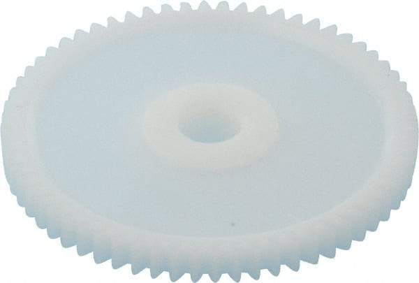 Made in USA - 32 Pitch, 2" Pitch Diam, 2-1/16" OD, 64 Tooth Spur Gear - 3/16" Face Width, 5/16" Bore Diam, 43/64" Hub Diam, 20° Pressure Angle, Acetal - USA Tool & Supply