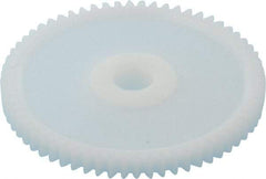 Made in USA - 32 Pitch, 2" Pitch Diam, 2-1/16" OD, 64 Tooth Spur Gear - 3/16" Face Width, 5/16" Bore Diam, 43/64" Hub Diam, 20° Pressure Angle, Acetal - USA Tool & Supply