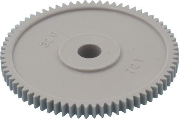 Made in USA - 32 Pitch, 2-1/4" Pitch Diam, 2-5/16" OD, 72 Tooth Spur Gear - 3/16" Face Width, 5/16" Bore Diam, 13/16" Hub Diam, 20° Pressure Angle, Acetal - USA Tool & Supply