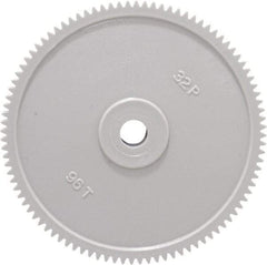 Made in USA - 32 Pitch, 3" Pitch Diam, 3-1/16" OD, 96 Tooth Spur Gear - 3/16" Face Width, 5/16" Bore Diam, 13/16" Hub Diam, 20° Pressure Angle, Acetal - USA Tool & Supply