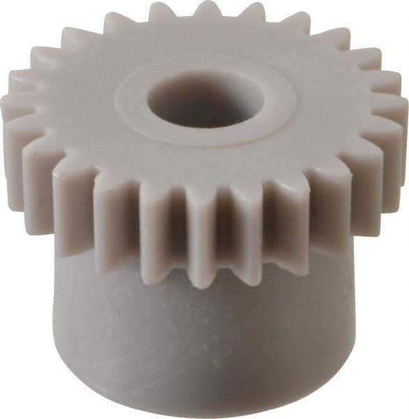 Made in USA - 48 Pitch, 1/2" Pitch Diam, 0.542" OD, 24 Tooth Spur Gear - 1/8" Face Width, 5/32" Bore Diam, 13/32" Hub Diam, 20° Pressure Angle, Acetal - USA Tool & Supply