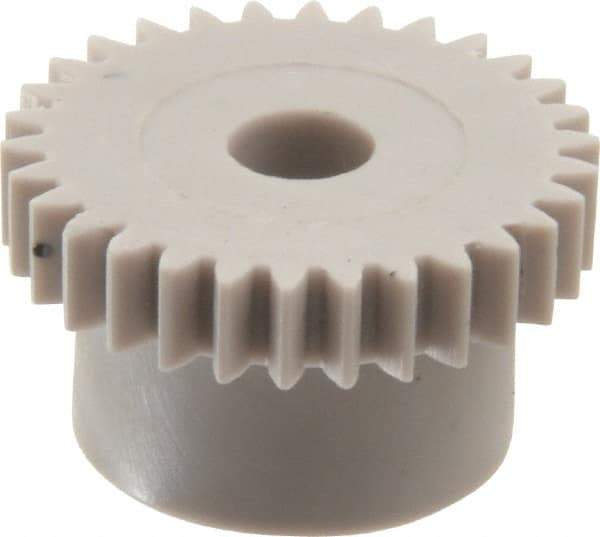 Made in USA - 48 Pitch, 5/8" Pitch Diam, 0.667" OD, 30 Tooth Spur Gear - 1/8" Face Width, 5/32" Bore Diam, 1/2" Hub Diam, 20° Pressure Angle, Acetal - USA Tool & Supply