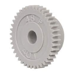 Made in USA - 48 Pitch, 0.833" Pitch Diam, 7/8" OD, 40 Tooth Spur Gear - 1/8" Face Width, 3/16" Bore Diam, 35/64" Hub Diam, 20° Pressure Angle, Acetal - USA Tool & Supply