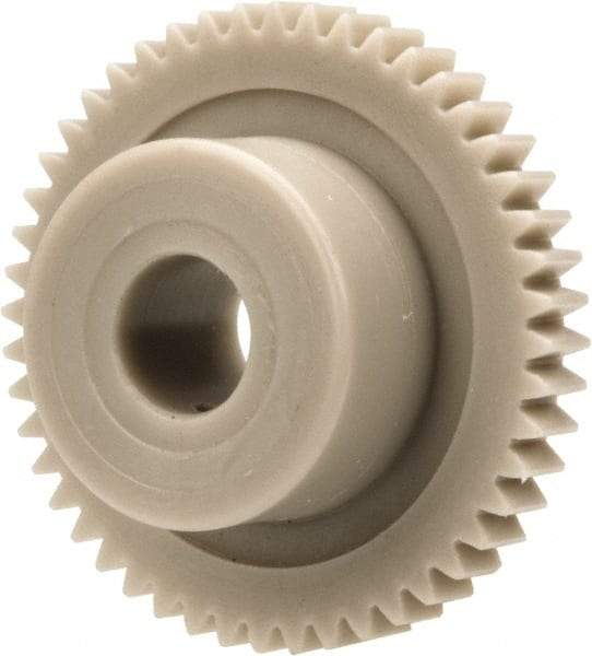 Made in USA - 48 Pitch, 1" Pitch Diam, 1.042" OD, 48 Tooth Spur Gear - 1/8" Face Width, 1/4" Bore Diam, 39/64" Hub Diam, 20° Pressure Angle, Acetal - USA Tool & Supply