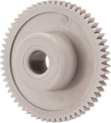 Made in USA - 48 Pitch, 1-1/4" Pitch Diam, 1.292" OD, 60 Tooth Spur Gear - 1/8" Face Width, 1/4" Bore Diam, 39/64" Hub Diam, 20° Pressure Angle, Acetal - USA Tool & Supply