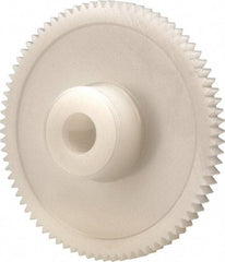 Made in USA - 48 Pitch, 1.667" Pitch Diam, 1.708" OD, 80 Tooth Spur Gear - 1/8" Face Width, 1/4" Bore Diam, 39/64" Hub Diam, 20° Pressure Angle, Acetal - USA Tool & Supply