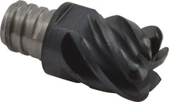 Iscar - MM EC Grade IC908 Carbide End Milling Tip Insert - TiAlN Finish, 6 Flutes, 3/8" Cutting Diam, 0.275" Depth of Cut, 0.512" Extension, 0.06" Cnr Rad, 45° Helix - USA Tool & Supply