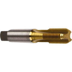 Emuge - M8x1.25 Metric Coarse 6HX 3 Flute TiN Finish Cobalt Straight Flute Machine Tap - Bottoming, Right Hand Thread, 2-23/32" OAL, 0.787" Thread Length, Oversize - Exact Industrial Supply