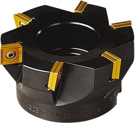 Seco - 8 Inserts, 100mm Cut Diam, 32mm Arbor Diam, 11mm Max Depth of Cut, Indexable Square-Shoulder Face Mill - 90° Lead Angle, 50mm High, SONX 1205 Insert Compatibility, Series Midi Square - USA Tool & Supply