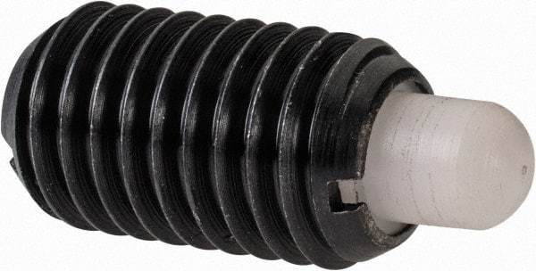 Gibraltar - M12 x 1.75, 20.5mm Thread Length, 6.5mm Plunger Projection, Steel Threaded Spring Plunger - 6.3mm Max Plunger Diam, 1.13 Kg Init End Force, 6.8 Kg Final End Force - USA Tool & Supply