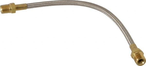 Made in USA - 12" OAL, 1/4" ID, 3,000 Max psi, Flexible Metal Hose Assembly - USA Tool & Supply