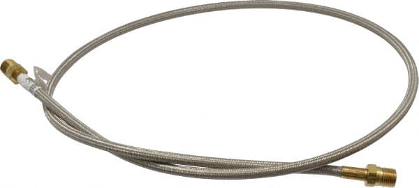 Made in USA - 48" OAL, 1/4" ID, 3,000 Max psi, Flexible Metal Hose Assembly - USA Tool & Supply