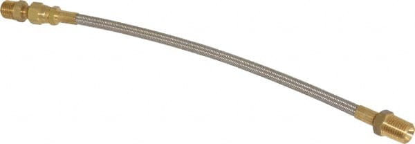 Made in USA - 12" OAL, 1/4" ID, 3,000 Max psi, Flexible Metal Hose Assembly - USA Tool & Supply