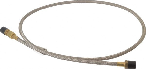 Made in USA - 48" OAL, 1/4" ID, 3,000 Max psi, Flexible Metal Hose Assembly - USA Tool & Supply