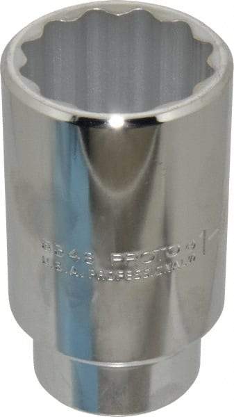 Proto - 3/8" Drive, Deep Hand Socket - 6 Points, 1-3/32" OAL, Chrome Finish - USA Tool & Supply