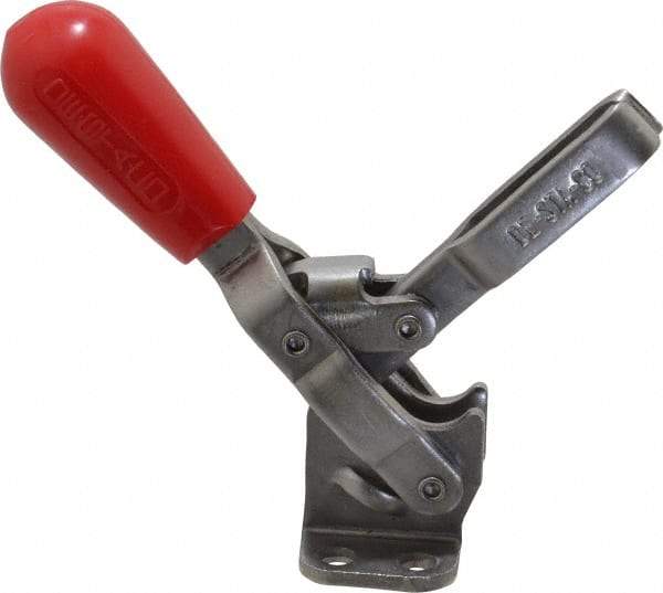De-Sta-Co - 250 Lb Holding Capacity, Vertical Handle, Manual Hold Down Toggle Clamp - 65° Handle Movement, 105° Bar Opening, U-Bar, Flanged Base, Electro-Plated Zinc, Stainless Steel - USA Tool & Supply