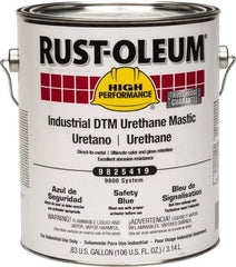 Rust-Oleum - 1 Gal Gloss Safety Blue Urethane Mastic - 162 to 274 Sq Ft/Gal Coverage, <340 g/L VOC Content, Direct to Metal - USA Tool & Supply
