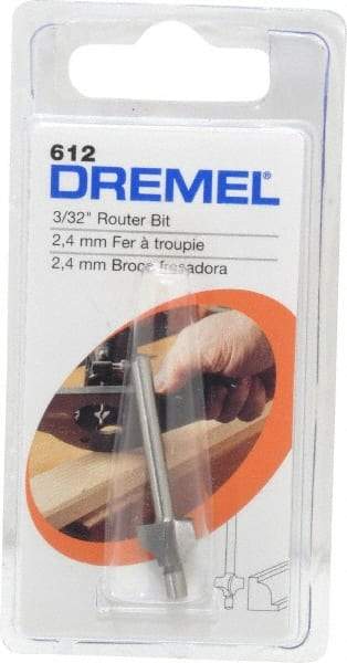 Dremel - 3/32" Diam, 1-1/4" Overall Length, High Speed Steel, Beading, Edge Profile Router Bit - 1/8" Shank Diam x 0.4" Shank Length, Uncoated, Piloted - USA Tool & Supply