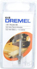 Dremel - 1/8" Diam, 1.2" Overall Length, High Speed Steel, Round-Over, Edge Profile Router Bit - 1/8" Shank Diam x 0.4" Shank Length, Uncoated - USA Tool & Supply