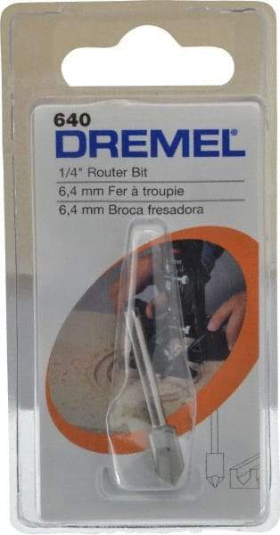 Dremel - 1/4" Diam, 1.2" Overall Length, High Speed Steel, V-Groove, Edge Profile Router Bit - 1/8" Shank Diam x 0.4" Shank Length, Uncoated - USA Tool & Supply