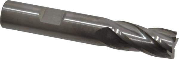 RobbJack - 1/2", 1" LOC, 1/2" Shank Diam, 3" OAL, 4 Flute, Solid Carbide Square End Mill - Single End, Uncoated, Spiral Flute, 30° Helix, Centercutting, Right Hand Cut, Right Hand Flute, Series TR-404 - USA Tool & Supply
