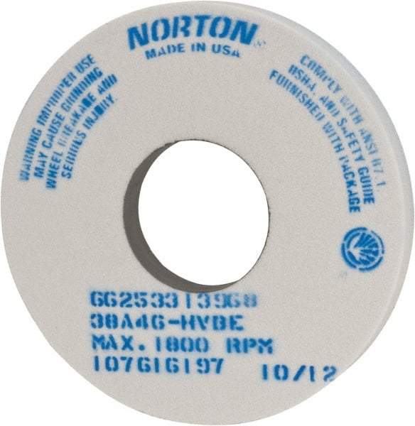 Norton - 14" Diam x 5" Hole x 1-1/2" Thick, H Hardness, 46 Grit Surface Grinding Wheel - Aluminum Oxide, Type 1, Coarse Grade, 1,800 Max RPM, Vitrified Bond, No Recess - USA Tool & Supply