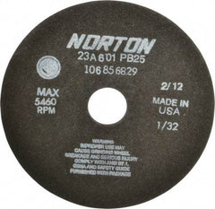 Norton - 7" 60 Grit Aluminum Oxide Cutoff Wheel - 1/32" Thick, 1-1/4" Arbor, 5,460 Max RPM, Use with Stationary Grinders - USA Tool & Supply