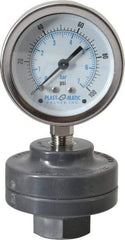 Plast-O-Matic - 100 Max psi, 2 Inch Dial Diameter, PVC Pressure Gauge Guard and Isolator - 3% Accuracy - USA Tool & Supply